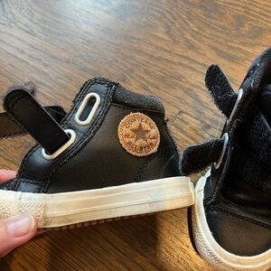 Converse Black Leather High-Top Kids Sneakers